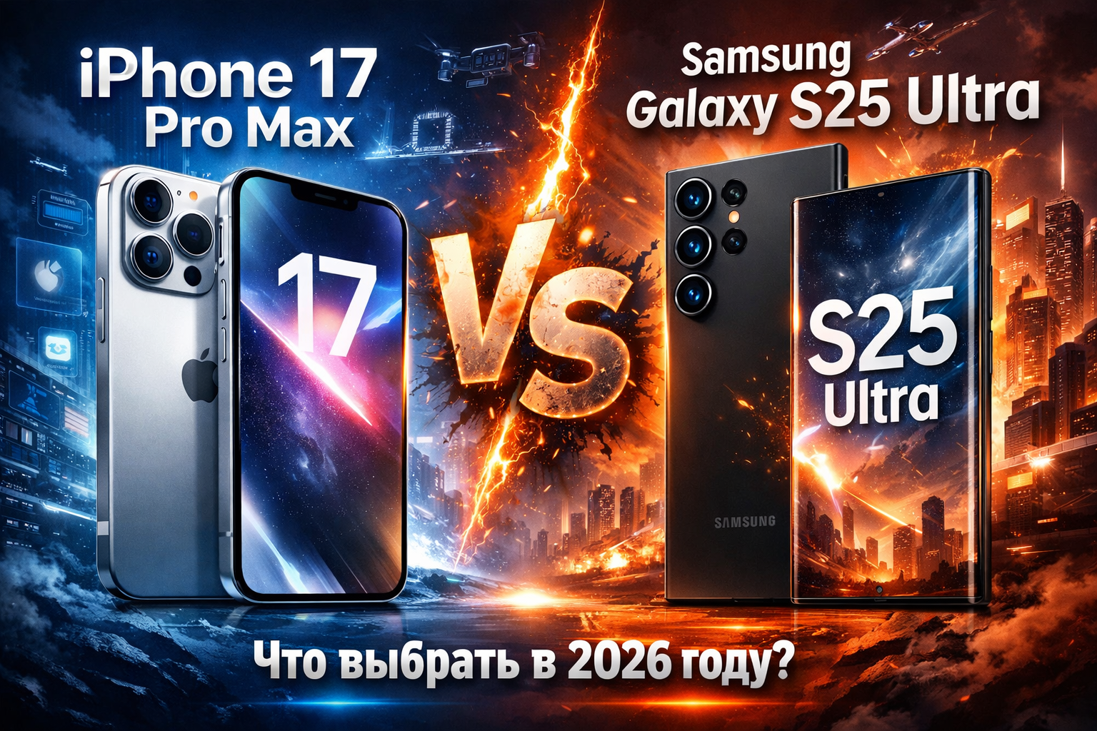 iPhone 17 Pro Max против Samsung Galaxy S25 Ultra — что выбрать в 2026 году?
