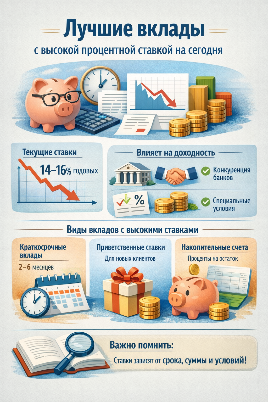 Лучшие вклады с высокой процентной ставкой на сегодня