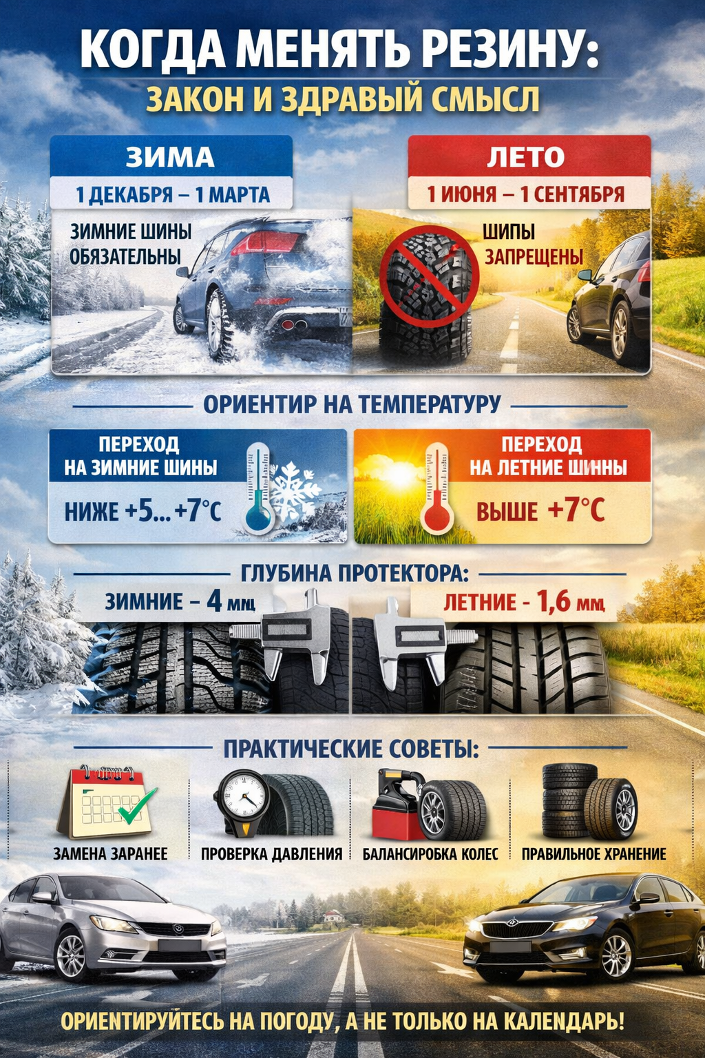 Когда менять резину: закон и здравый смысл