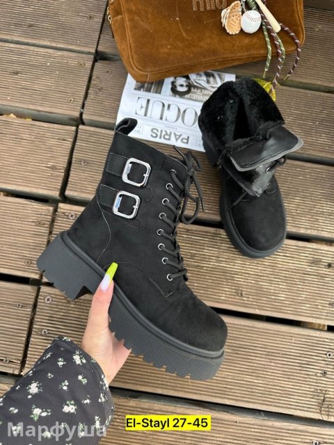 Тёплые ботинки из искусственной кожи