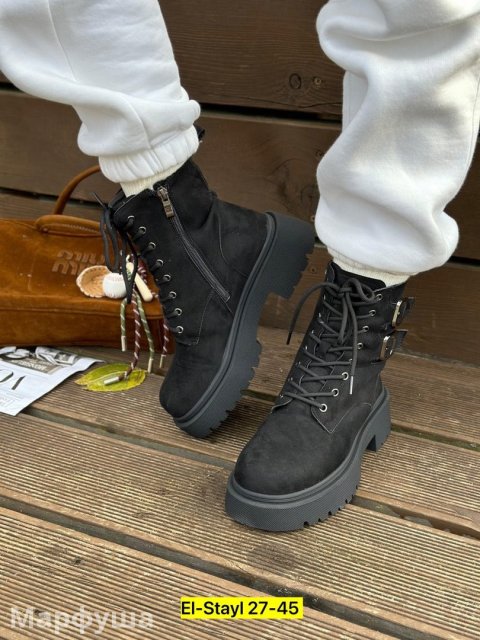 Тёплые ботинки из искусственной кожи