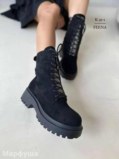 Женские ботинки из эко кожи с натуральным мехом