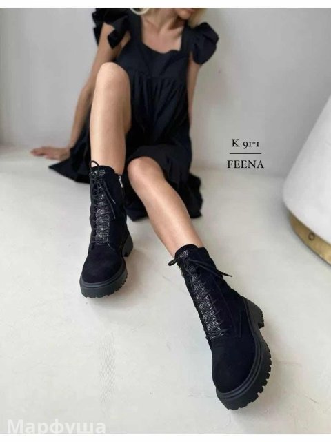 Женские ботинки из эко кожи с натуральным мехом